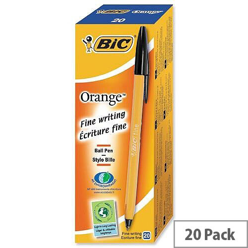 Bic Orange Ball Pen Black Pack 20 Hunt Office UK