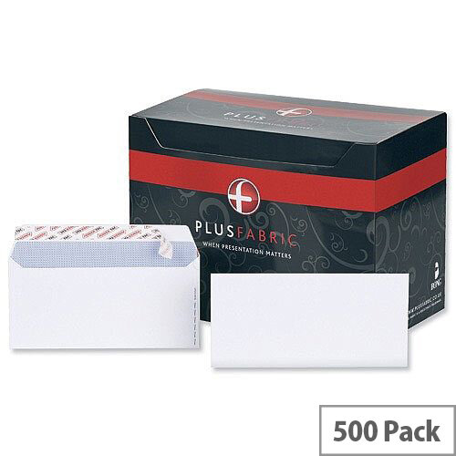 Plus Fabric DL Envelopes White Wallet Peel and Seal 110gsm Pack of 500 Plus Fabric DL Envelopes White Wallet Peel and Seal 110gsm Pack of 500