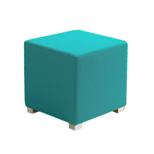 Link Cube Stool Blue - Fully Upholstered in Durable Fabric, Part of LINK Modular Soft Seating Range