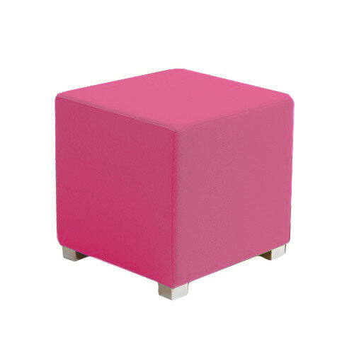 Link Cube Stool Pink - Fully Upholstered in Durable Fabric, Part of LINK Modular Soft Seating Range