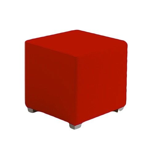 Link Cube Stool Red - Fully Upholstered in Durable Fabric, Part of LINK Modular Soft Seating Range