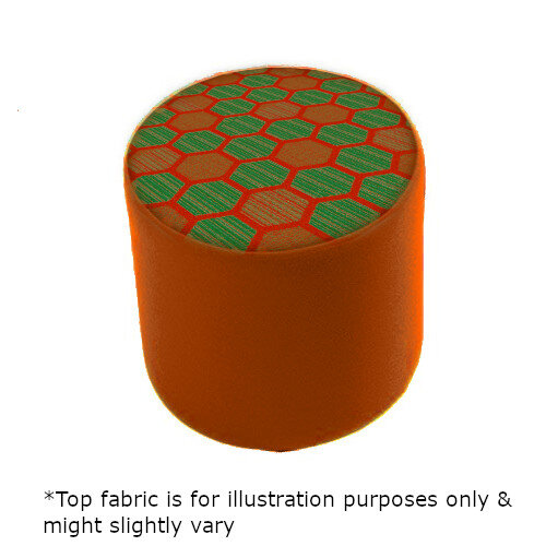 Link Radius Circular Stool Orange - Fully Upholstered in Durable 2 Tone Fabric, Part of LINK Modular Soft Seating Range