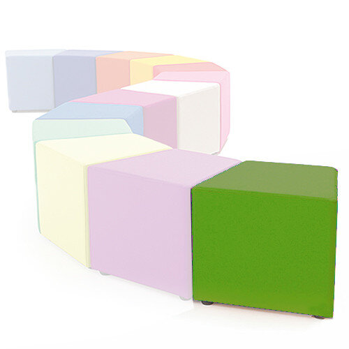 Link Segment Angled Cube Stool Green - Fully Upholstered in Durable Fabric, Part of LINK Modular Soft Seating Range