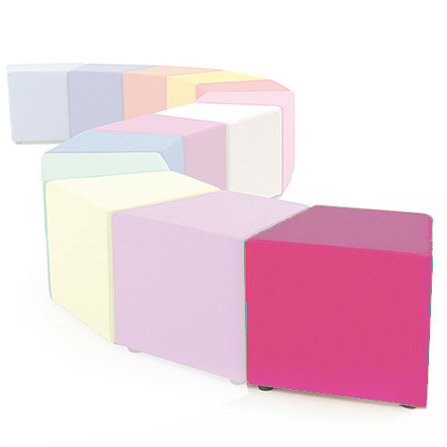 Link Segment Angled Cube Stool Pink - Fully Upholstered in Durable Fabric, Part of LINK Modular Soft Seating Range