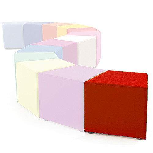 Link Segment Angled Cube Stool Red - Fully Upholstered in Durable Fabric, Part of LINK Modular Soft Seating Range