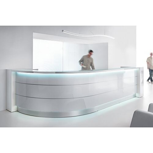 Valde High Gloss Illuminated Reception Unit - Curved Formation RD75