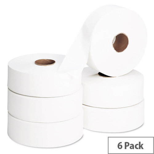 2Work Jumbo 60mm Core Dispenser Dispenser Toilet Paper Rolls Refills 2-Ply 410m White Pack of 6 J26410 2Work Jumbo 60mm Core Dispenser Dispenser Toilet Paper Rolls Refills 2-Ply 410m White Pack of 6 J26410