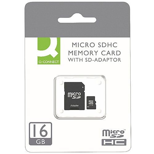 Q-Connect Micro SDHC Card 16GB Class 10 With SD Adaptor KF16012 Q-Connect Micro SDHC Card 16GB Class 10 With SD Adaptor KF16012