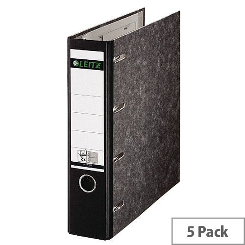 Leitz Double Lever Arch File A5 80mm Spine Black Pack of 5 10920000 Leitz Double Lever Arch File A5 80mm Spine Black Pack of 5 10920000