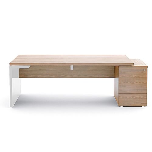 Mito Executive Desk With Right Hand Pedestal W2020xD1000xH740mm Amber Oak & White