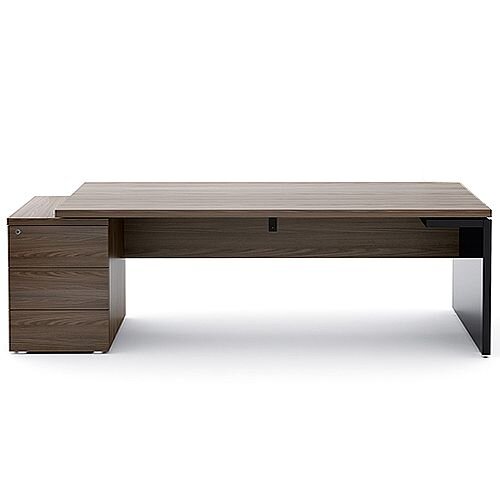 Mito Executive Desk With Left Hand Pedestal 2020mm Dark Sycamore &Black Mito Executive Desk With Left Hand Pedestal 2020mm Dark Sycamore &Black