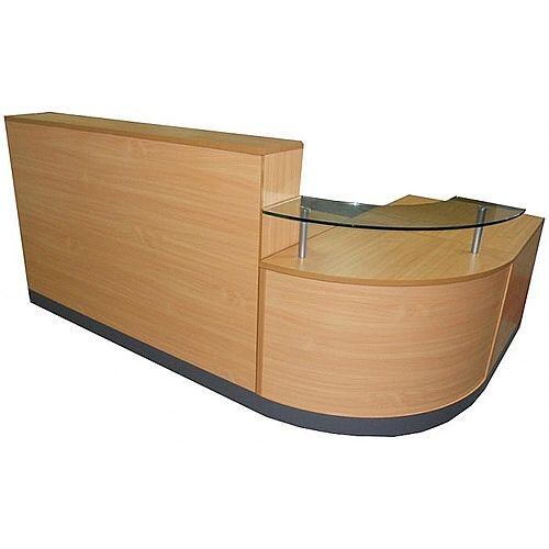 Complete Curved Reception Unit Beech Finish With Glass Counter