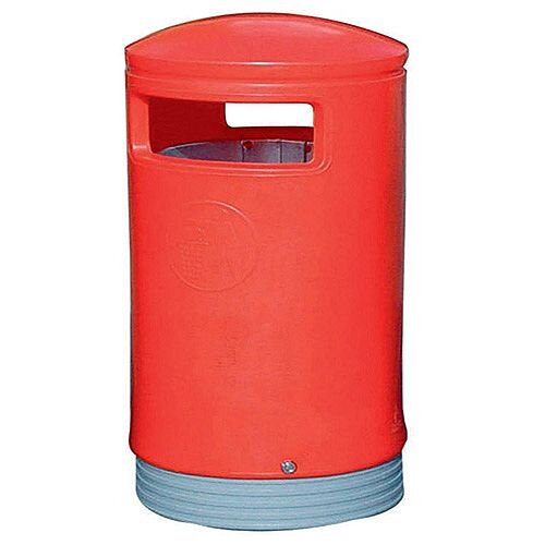 Outdoor Hooded Top Litter Bin 75 Litre Red 321773 124496 Hunt Office UK