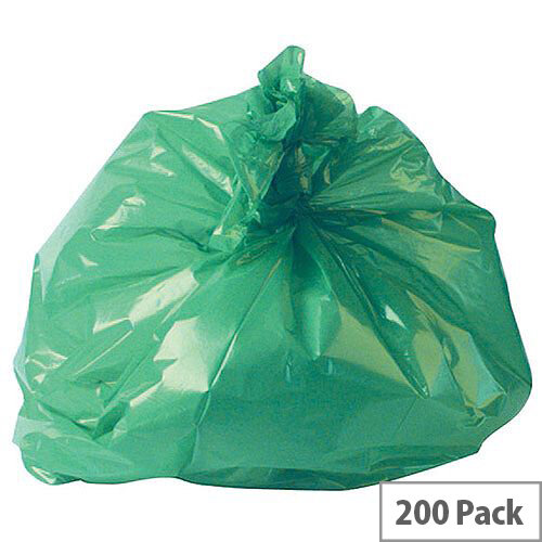 2Work Polymax Refuse Sacks 100L Colour Coded Green Pack of 200. Supplied Flat Packed For Efficient Storage. Made From 100gsm Plastic. Ideal For Use In Recycling Systems, Schools, Homes, Offices, Colleges & More.