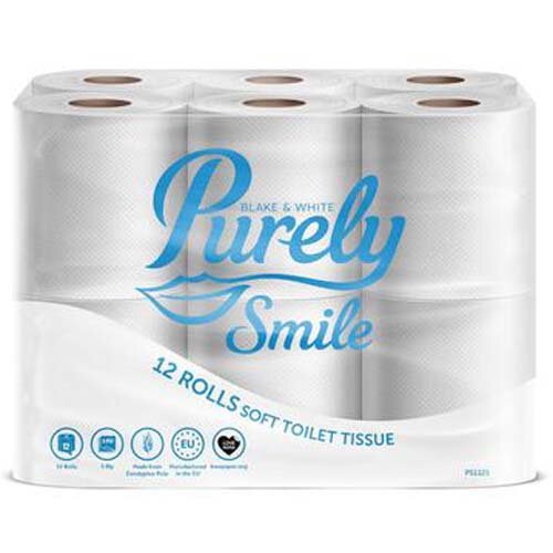 Purely Smile Toilet Roll 3Ply White (Pack 12) PS1125