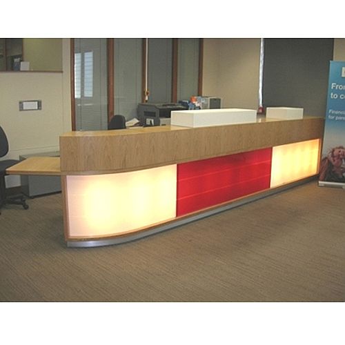 Large Reception Desk Wooden Illuminated Front RD104 Hunt Office UK