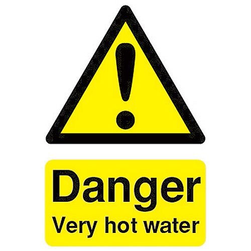 Safety Sign Danger Very Hot Water 75x50mm PVC