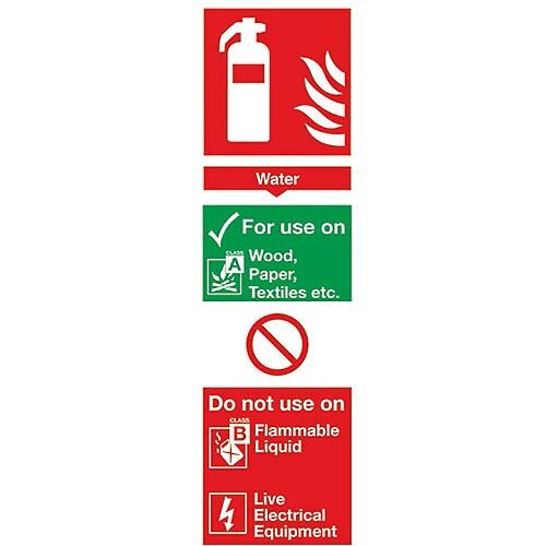 Safety Sign Fire Extinguisher Water 280x90mm PVC