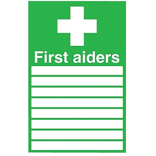 First Aiders Safety Sign 300x200mm PVC