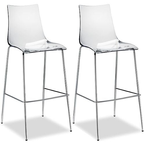 Zebra Antishock Bar Stool With H800mm Chrome Base Transparent Set of 2 Zebra Antishock Bar Stool With H800mm Chrome Base Transparent Set of 2