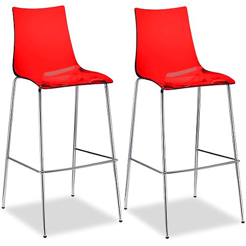 Zebra Antishock Bar Stool With H800mm Chrome Base Translucent Red Set of 2 Zebra Antishock Bar Stool With H800mm Chrome Base Translucent Red Set of 2