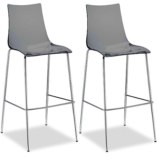 Zebra Antishock Bar Stool With H800mm Chrome Base Translucent Smoked Grey Set of 2 Zebra Antishock Bar Stool With H800mm Chrome Base Translucent Smoked Grey Set of 2