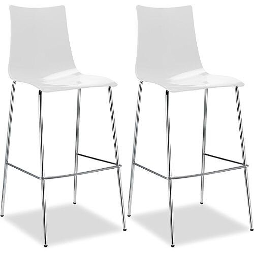 Zebra Antishock Bar Stool With H800mm Chrome Base Glossy White Set of 2 Zebra Antishock Bar Stool With H800mm Chrome Base Glossy White Set of 2