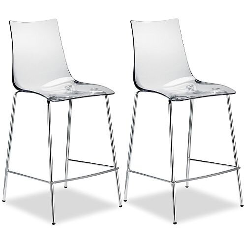 Zebra Antishock Bar Stool With H650mm Chrome Base Transparent Set of 2 Zebra Antishock Bar Stool With H650mm Chrome Base Transparent Set of 2