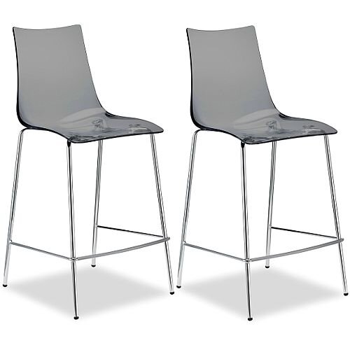 Zebra Antishock Bar Stool With H650mm Chrome Base Translucent Smoked Grey Set of 2 Zebra Antishock Bar Stool With H650mm Chrome Base Translucent Smoked Grey Set of 2