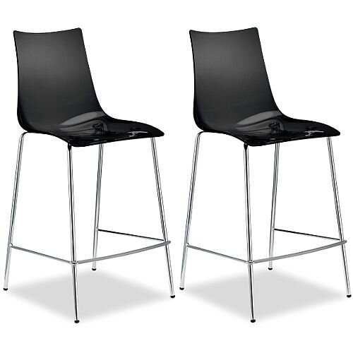 Zebra Antishock Bar Stool With H650mm Chrome Base Glossy Black Set of 2 Zebra Antishock Bar Stool With H650mm Chrome Base Glossy Black Set of 2