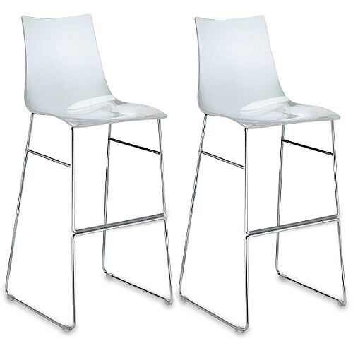 Zebra Antishock Bar Stool With H800mm Chrome Sled Base Transparent Set of 2 Zebra Antishock Bar Stool With H800mm Chrome Sled Base Transparent Set of 2