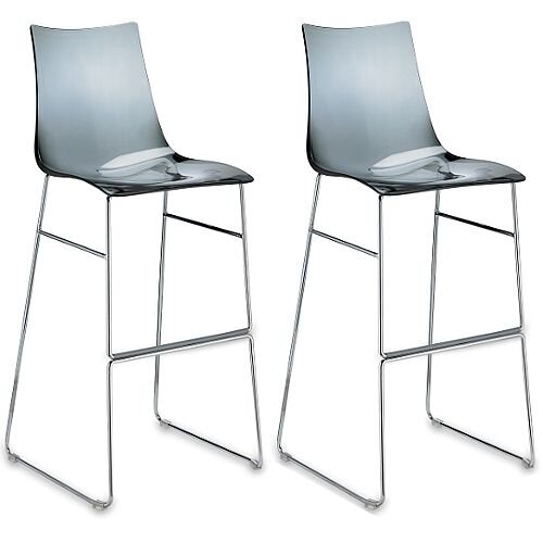 Zebra Antishock Bar Stool With H800mm Chrome Sled Base Translucent Smoked Grey