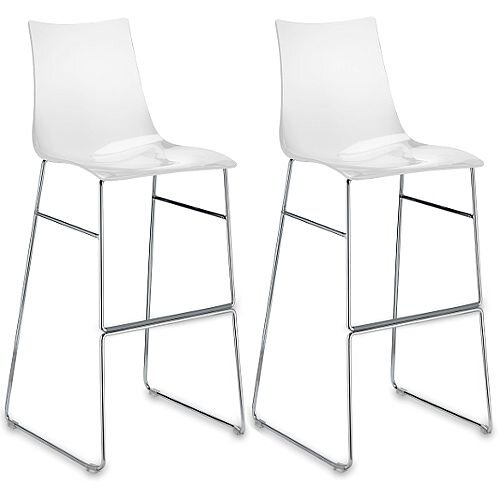 Zebra Antishock Bar Stool With H800mm Chrome Sled Base Glossy White Set of 2 Zebra Antishock Bar Stool With H800mm Chrome Sled Base Glossy White Set of 2