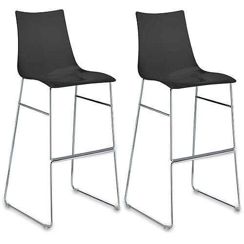 Zebra Antishock Bar Stool With H800mm Chrome Sled Base Glossy Black Set of 2 Zebra Antishock Bar Stool With H800mm Chrome Sled Base Glossy Black Set of 2
