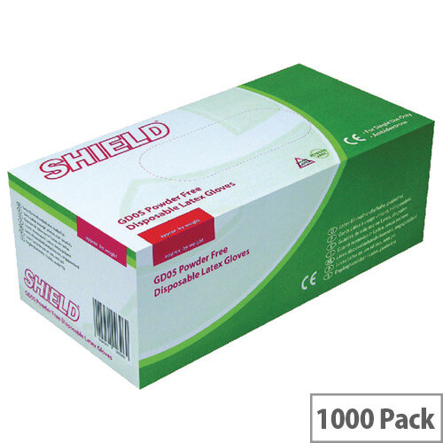 Disposable Powder Free Latex Gloves Clear Large Pack 10x100 Shield Gd05 Disposable Powder Free Latex Gloves Clear Large Pack 10x100 Shield Gd05