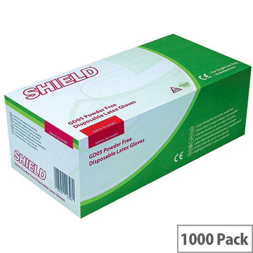 Disposable Powder Free Latex Gloves Clear Small Pack 10x100 Shield GD05 Disposable Powder Free Latex Gloves Clear Small Pack 10x100 Shield GD05
