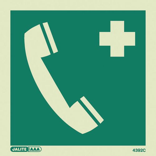 Photoluminescent First Aid Location Sign First Aid Telephone HxW 200X200mm