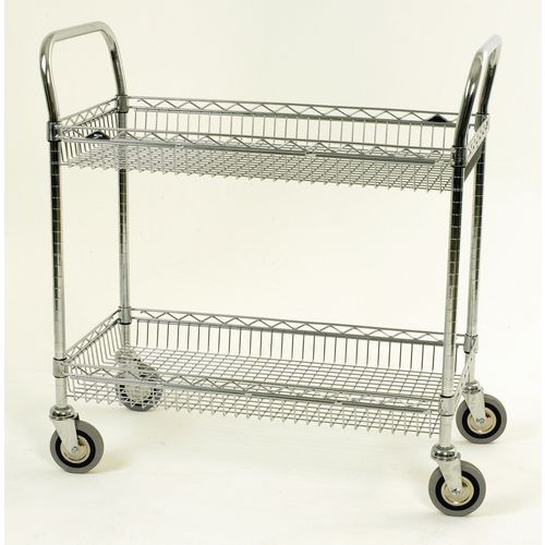 Chrome Basket Shelf Trolley Two Tier Trolley Shelf Width 1219Mm Capacity 200kg