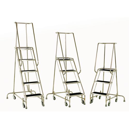 Stainless Steel Mobile &Static Steps With Grabrail Max Height 1.94m 1.27M Platform Height Stainless Steel Mobile &Static Steps With Grabrail Max Height 1.94m 1.27M Platform Height