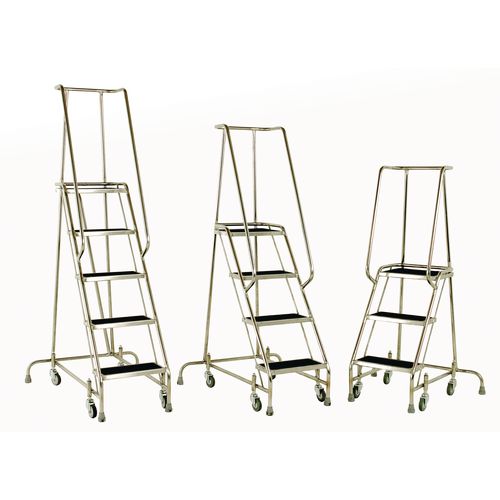 Stainless Steel Mobile & Static Steps With Grabrail Max Height 1.94m 1.27M Platform Height