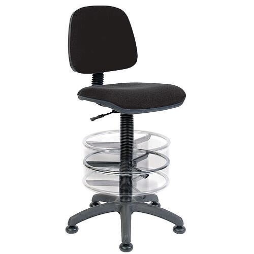 ERGO BLASTER Deluxe Medium Back Draughter Chair H600 - 860mm With Adjustable Foot Ring Black Fabric Seat ERGO BLASTER Deluxe Medium Back Draughter Chair H600 - 860mm With Adjustable Foot Ring Black Fabric Seat