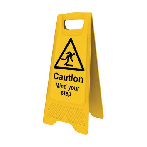 Heavy Duty Pre Printed A Board Caution Mind Your Step 620x300mm Ref 394622