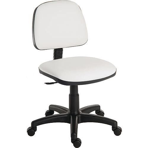 Ergoblaster Medium Back PU Upholstered Typist Office Chair White Ergoblaster Medium Back PU Upholstered Typist Office Chair White