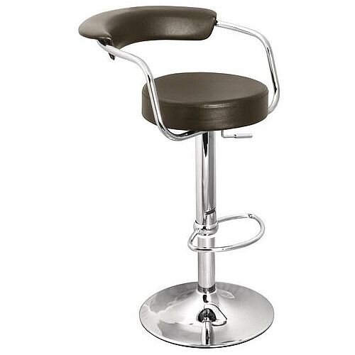 Round Leather Bar Stool Brown Hunt Office UK