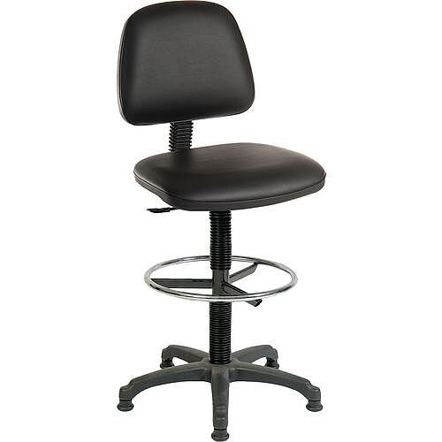 ERGO BLASTER Medium Back Draughter Chair H720 - 850mm Black Leather-Look Vinyl Seat ERGO BLASTER Medium Back Draughter Chair H720 - 850mm Black Leather-Look Vinyl Seat