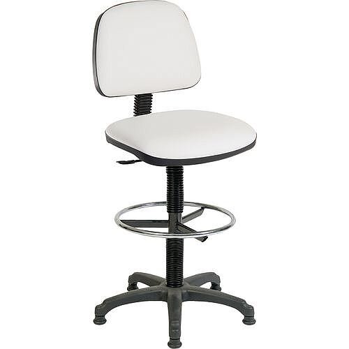 ERGO BLASTER Medium Back Draughter Chair H720 - 850mm White Leather-Look Vinyl Seat