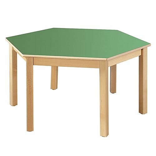 Hexagonal 120cm Diameter Primary School Table Beech Green 70cm High TC117003 Hexagonal 120cm Diameter Primary School Table Beech Green 70cm High TC117003