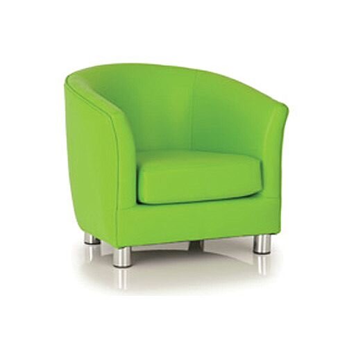 Lime Green Tub Chair - With A Removable Cushion, Hardwood base, Long Lifespan, Leather Fabric, Suitable for Heavy Use