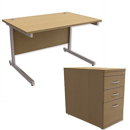 Office Desk Rectangular Silver Legs W1200mm With 800mm Deep Desk High Pedestal Urban Oak Ashford – Cantilever Desk &Extra Storage , 25 Year Warranty Office Desk Rectangular Silver Legs W1200mm With 800mm Deep Desk High Pedestal Urban Oak Ashford – Cantilever Desk &Extra Storage , 25 Year Warranty