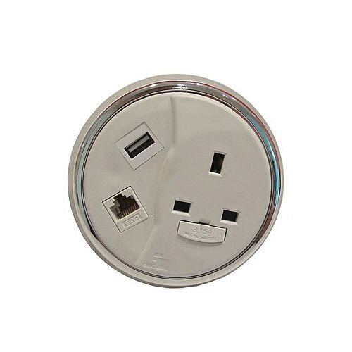 CMD Desk White Desktop Porthole 1 x Power 1 x Data 1 x USB WDP-1P1D1U CMD Desk White Desktop Porthole 1 x Power 1 x Data 1 x USB WDP-1P1D1U